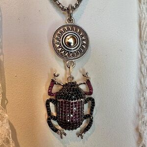 Scarab Beetle Egyptian Revival Style Pave Crystals, Warrior Shield, Insect